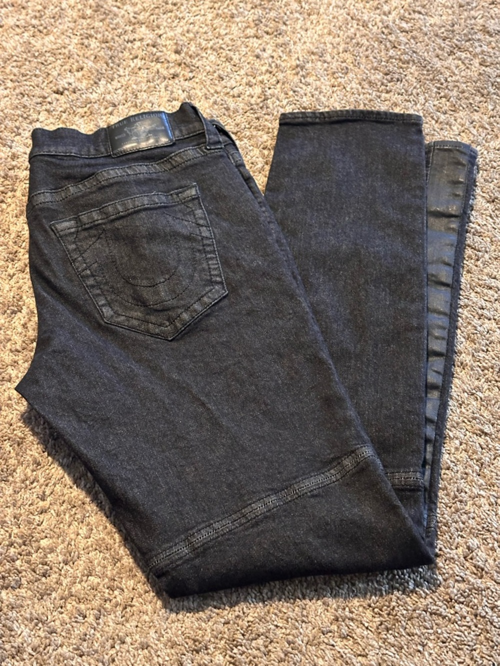 True Religion Slim Straight Black Wash Jeans relax Skinny Rocco S 33
